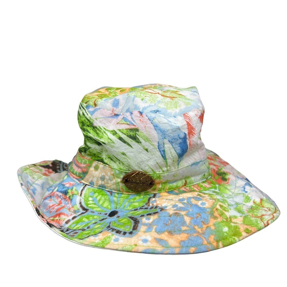 Panama Jack Pastel Floral Bucket Hat 100% Cotton Womens